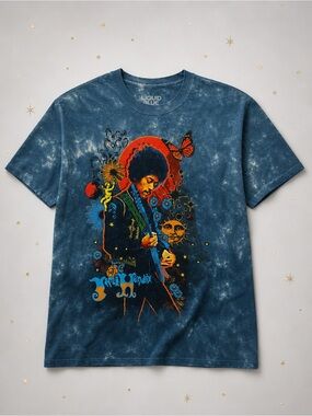 Jimi Hendrix Liquid Blue Tie-Dye Graphic Tee – Size Large